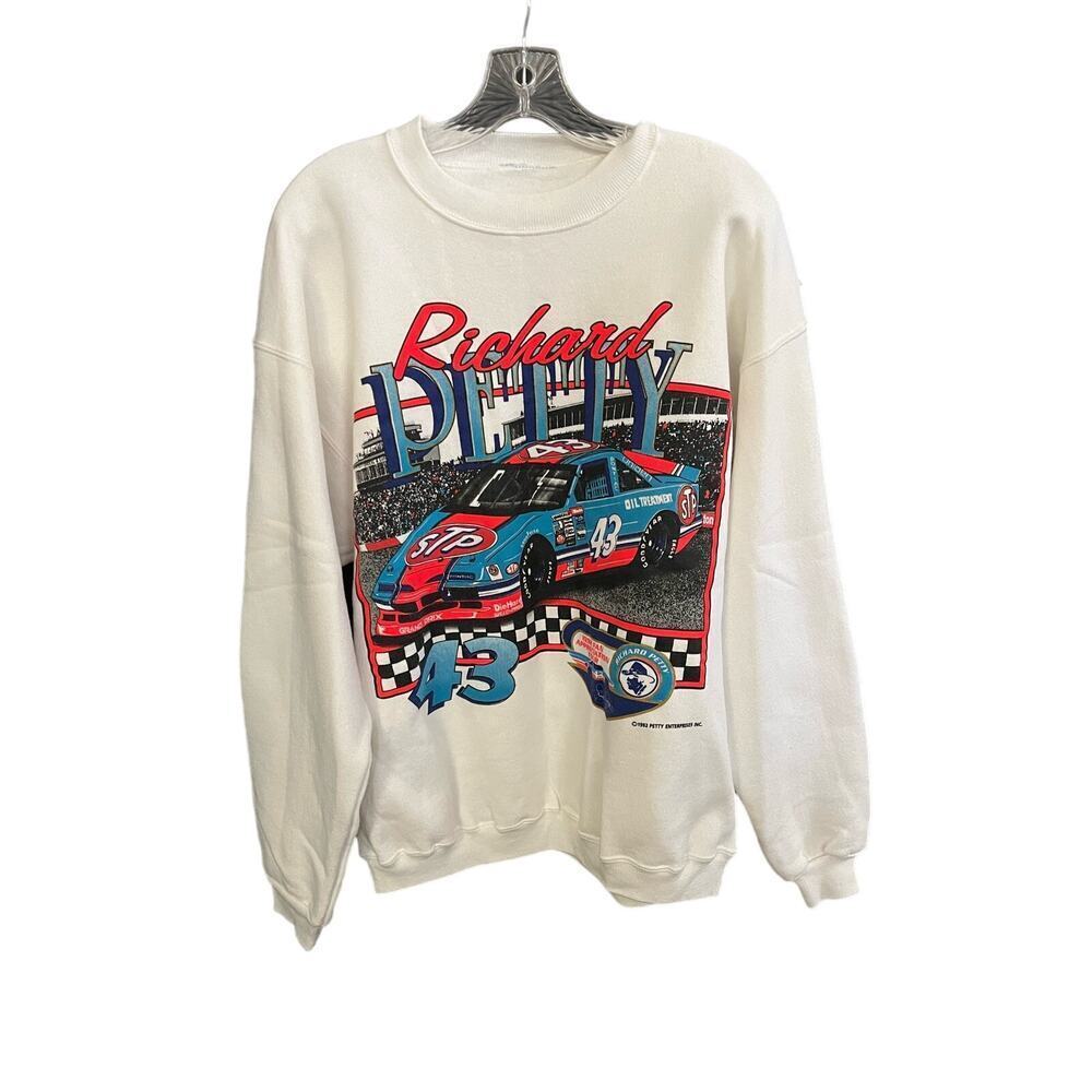 Vintage Richard Petty 43 Car White Sweatshirt Size Medium